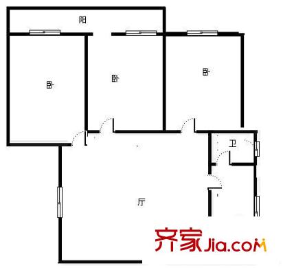海關(guān)南湖宿舍 3室 戶型圖