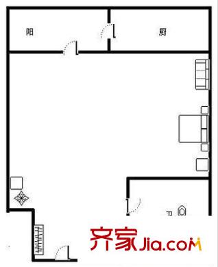 振寧商廈 1室 戶型圖