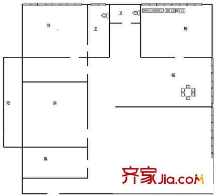 氣象局植物路生活小區(qū)戶型圖600x600 3室2廳2衛(wèi)1廚