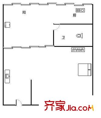 華盛小區(qū) 1室 戶型圖