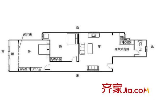 中鼎城市花園 2室 戶(hù)型圖