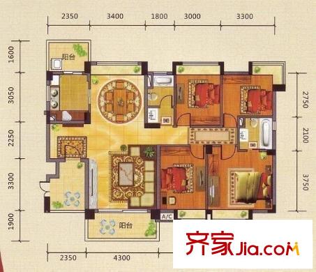 三元苑 4室 戶型圖