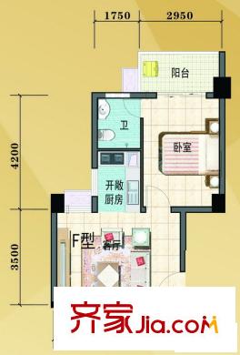古城馨園戶型圖F戶型圖 1室1廳1衛(wèi)1廚