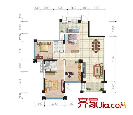 森林假日4棟01/02戶型 4室2廳2衛(wèi)1廚