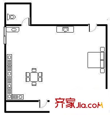 韻景華庭 1室 戶型圖
