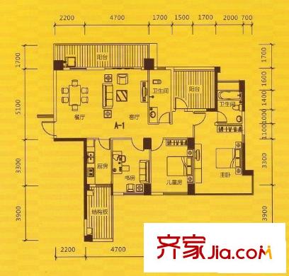 半島旺角 4室 戶型圖