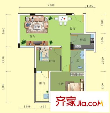 中房碧翠園戶型圖C2戶型(1-12層) 2室2廳1衛(wèi)1廚