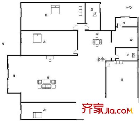 東亞花苑戶型圖東亞花園 4室 戶型圖 4室2廳2衛(wèi)1廚