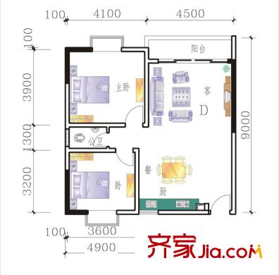 相思湖花園戶(hù)型圖2室2廳1衛(wèi) 2室2廳1衛(wèi)1廚