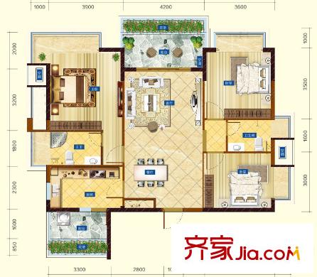 港保苑A-3戶型 3室2廳2衛(wèi)1廚