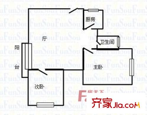 濱湖家園戶型圖QQ截圖20140328172219 2室1廳1衛(wèi)1廚