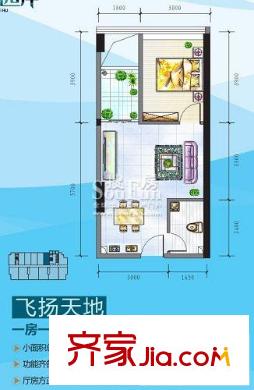 昊壯南湖西岸戶型圖飛揚(yáng)天地一房一廳 1室1廳1衛(wèi)1廚