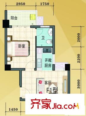 古城馨園戶型圖F1戶型圖 1室1廳1衛(wèi)1廚