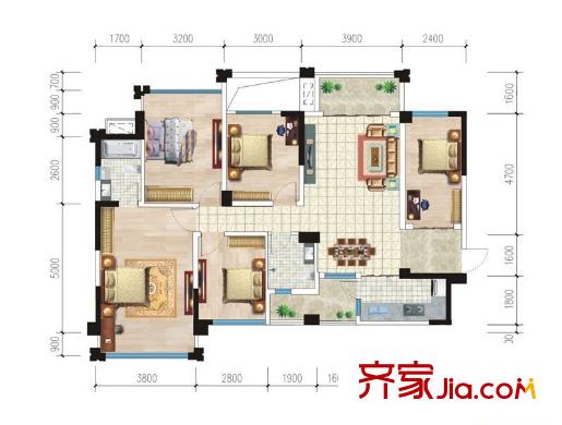 森林假日4棟03/04戶型 4室2廳2衛(wèi)1廚