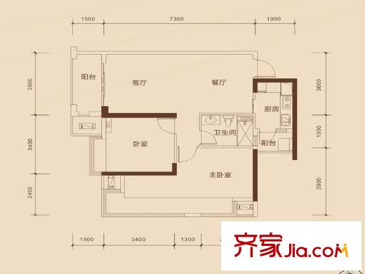 瀚林新城23#1-03 2室1廳1衛(wèi)1廚