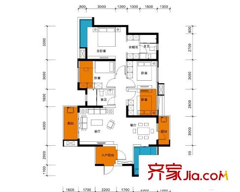 華潤二十四城16#01戶型 4室2廳2衛(wèi)1廚