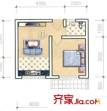 麗江花園戶型圖1室1廳1衛(wèi) 1室1廳1衛(wèi)1廚