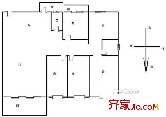 相思湖花園戶型圖5室2廳1衛(wèi) 5室2廳1衛(wèi)1廚