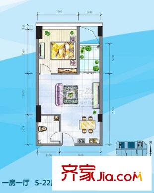 昊壯南湖西岸戶型圖飛揚天地一房一廳 1室1廳1衛(wèi)1廚