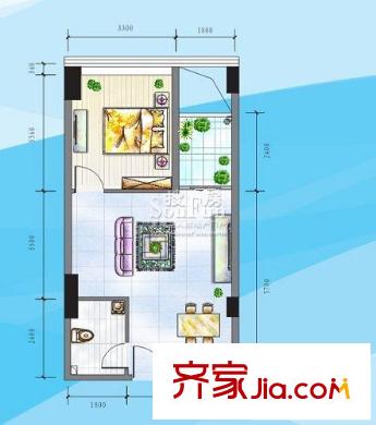昊壯南湖西岸戶型圖一房一廳 1室1廳1衛(wèi)1廚