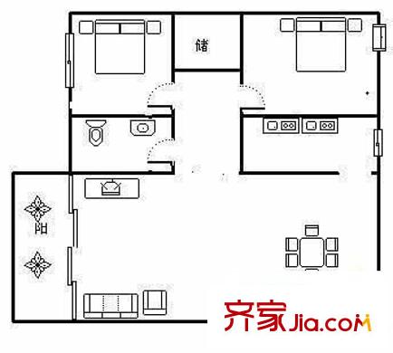 昊壯南湖西岸 2室 戶型圖