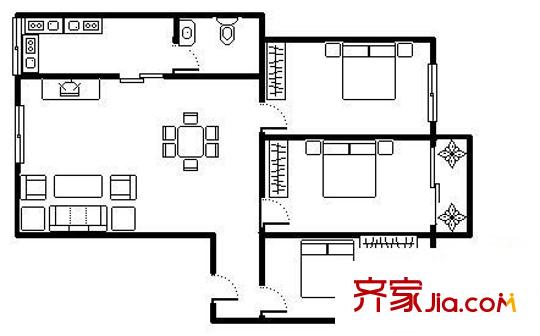 東葛路農(nóng)行宿舍 3室 戶型圖