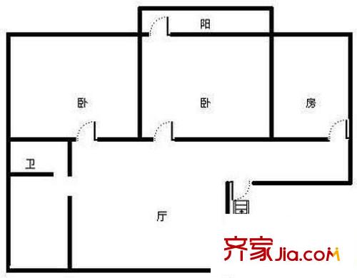 東葛路農(nóng)行宿舍 3室 戶型圖