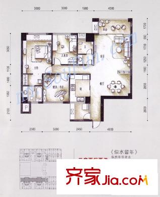 匯東國(guó)際住宅戶型圖3房2廳2衛(wèi) 3室2廳2衛(wèi)1廚