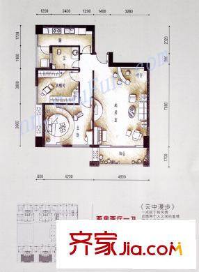匯東國(guó)際住宅戶型圖2房2廳1衛(wèi) 2室2廳1衛(wèi)1廚