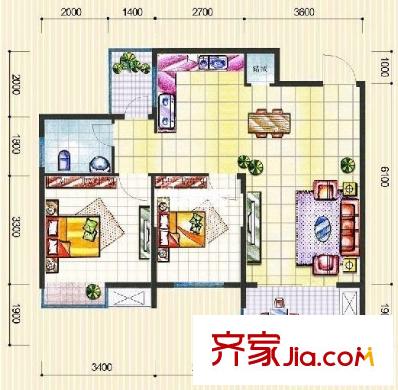 嘉州華都 2室 戶型圖