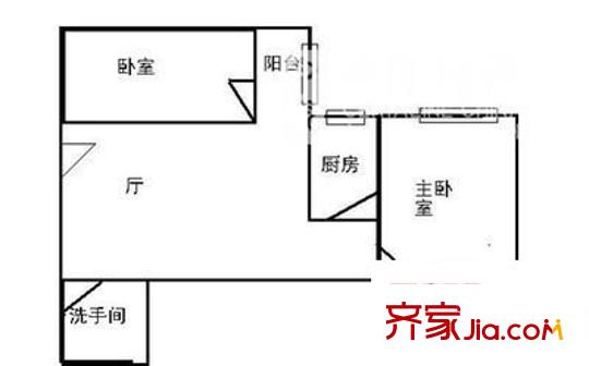 右江花園戶型圖2室1廳1衛(wèi) 2室1廳1衛(wèi)1廚