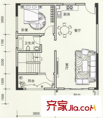 金象綠城戶型圖A8樓中樓上層 2室2廳2衛(wèi)1廚