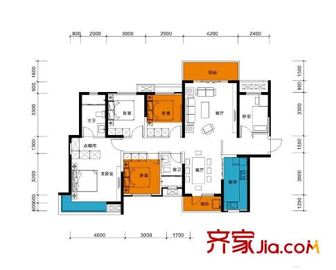 華潤二十四城15#01戶型 5室2廳2衛(wèi)1廚