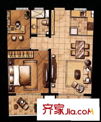 金領(lǐng)公館 2室 戶型圖