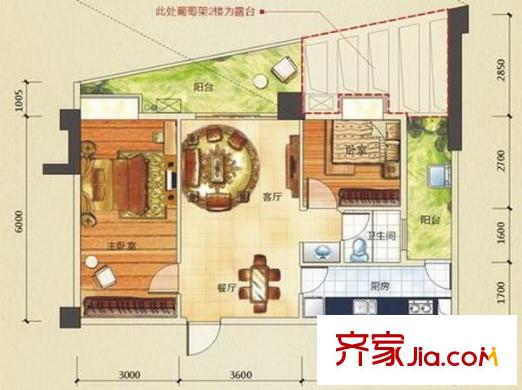 金領公館戶型圖06戶型 2室2廳1衛(wèi)1廚