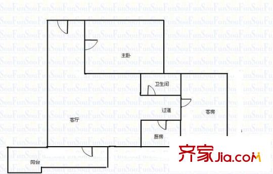 區(qū)工商局宿舍2室 戶型圖