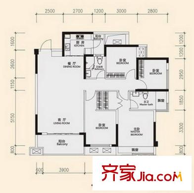 南湖聚寶苑戶型圖4室2廳一廚2衛(wèi)_調(diào)整大小 4室2廳2衛(wèi)1廚