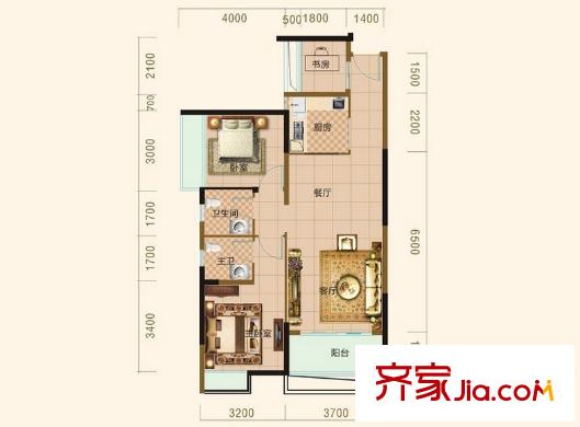 宏桂東平方米戶型圖3室2廳1衛(wèi) 3室2廳1衛(wèi)1廚