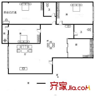 路橋一區(qū)3室2廳