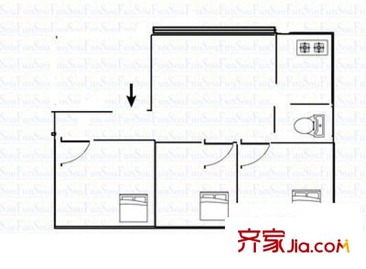 東葛路農(nóng)行宿舍 3室 戶型圖