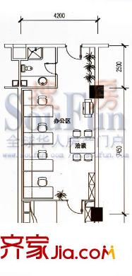 匯東國(guó)際住宅戶型圖商務(wù)公寓 1室1廳1衛(wèi)1廚