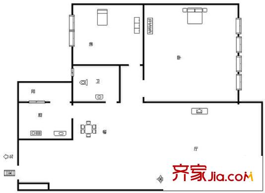 嘉州華都 2室 戶型圖