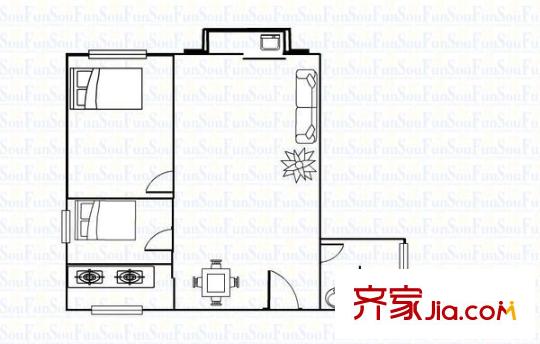 右江花園戶型圖2室1廳1衛(wèi) 2室2廳1衛(wèi)1廚
