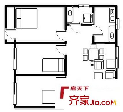 區(qū)工商局宿舍 3室 戶型圖