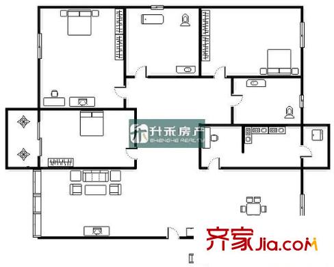 金達(dá)花園 3室 戶型圖