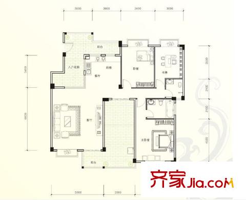 和潤園戶型圖3室2廳2衛(wèi) 3室2廳1衛(wèi)1廚
