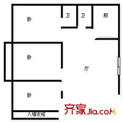 茶花園小區(qū) 3室 戶型圖