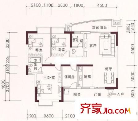 韓國(guó)園 4室 戶型圖