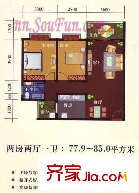 武警水電生活區(qū)戶型圖2室2廳1衛(wèi) 2室2廳1衛(wèi)1廚
