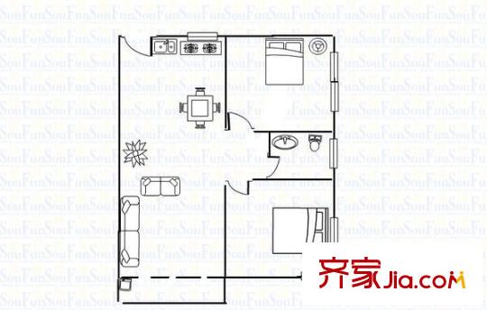 西湖東郡 2室 戶型圖